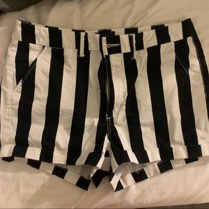 Black and white striped shorts